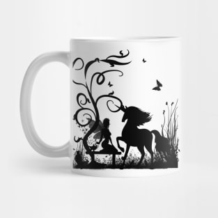Wonderful fairy with unicorn in the sunet. Mug